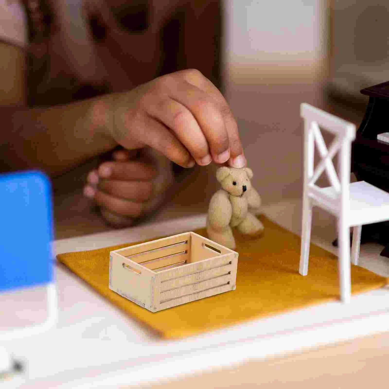 Paniers de rangement en bois pour modèles miniatures, cadre de fruits, scène, accessoires de maison