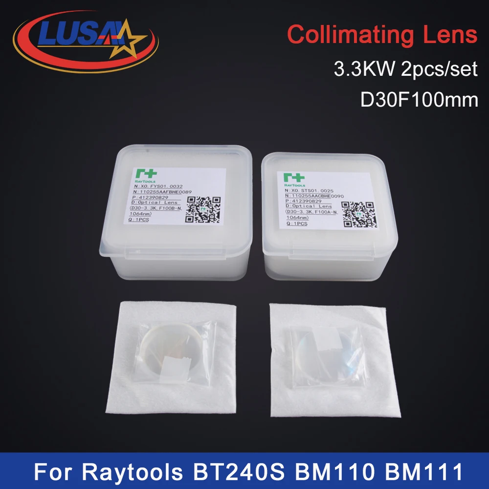 LUSAI Raytools Original Collimator Lens Focus Lens D30F100 F155mm 3.3KW For Raytools BT240S BM110 BM111 Laser Cutting Head