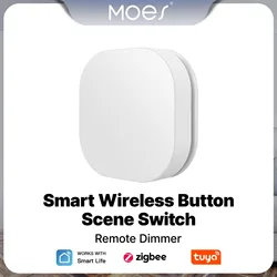 Moes Tuya ZigBee Smart Wireless Button Scene Switch Remote Control Multi-scene Linkage Switch BatteryPowered Automation Scenario