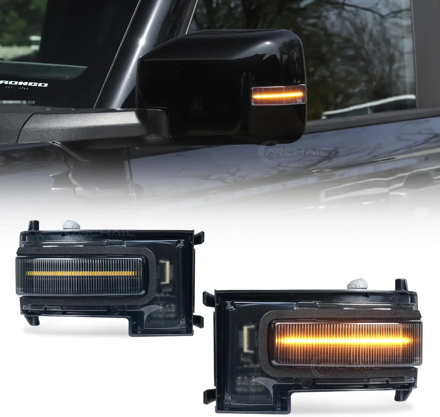 LED Side Mirror Marker Light for Ford Bronco/Bronco Sport 2021-2025 Sequential Turn Signal Running Side Lamps, Switchable Amber