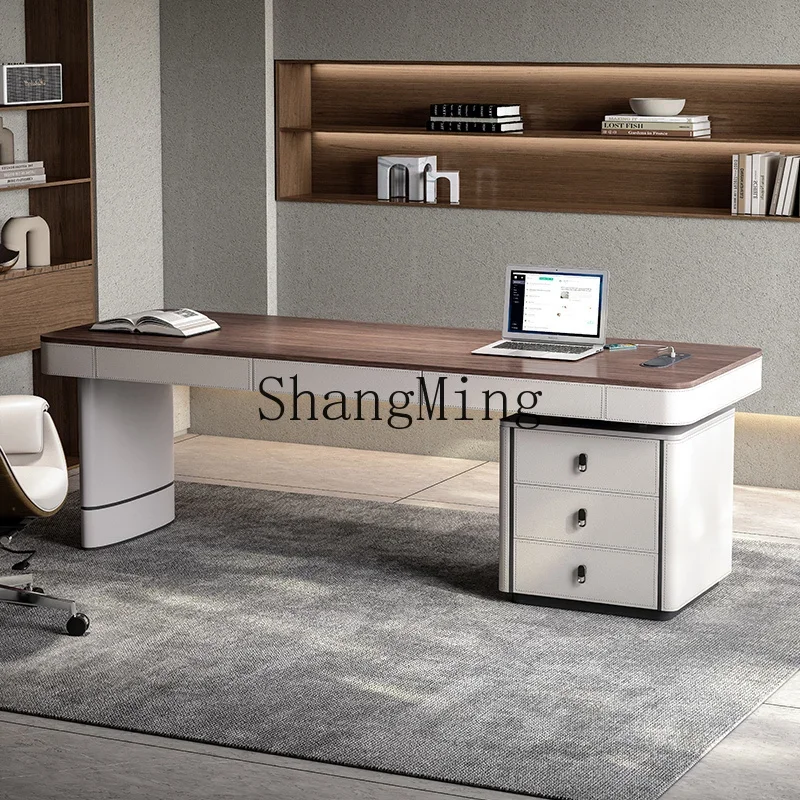 

ZYYmedieval style solid wood light luxury desk minimalist high-end boss writing computer desk