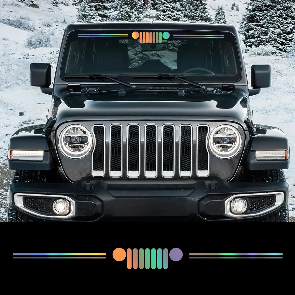 

Waterproof Grill Graphics Vinyl Decal Car Front Windshield Windscreen Decor Sticker For Jeep Wrangler JK JL Gladiator Renegade