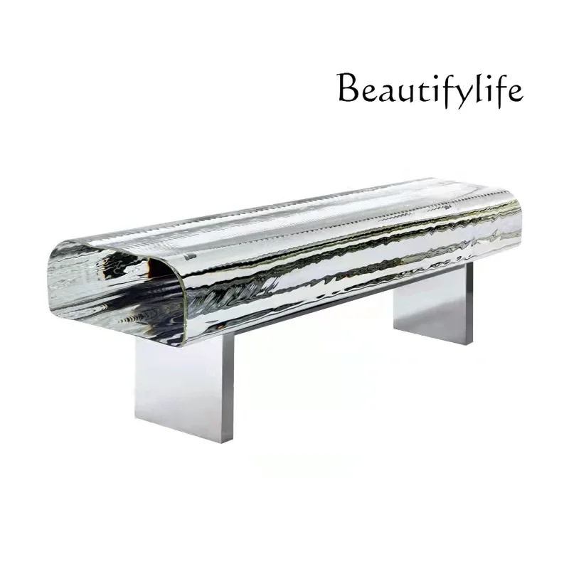 X Light Luxury Post-modern Minimalist Designer Creative Transparent Crystal Glass Long Bedside Stool Fashion