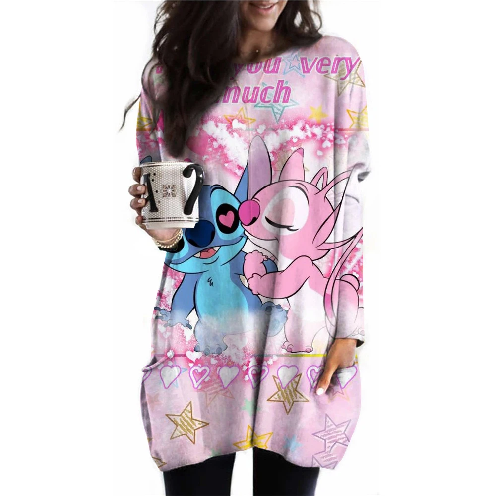 Disney's Lilo & Stitch Women's Long Sleeve T-shirt Autumn Casual Cute New Youth Women's Wear Y2k Kawaii 3D Printed High Quality