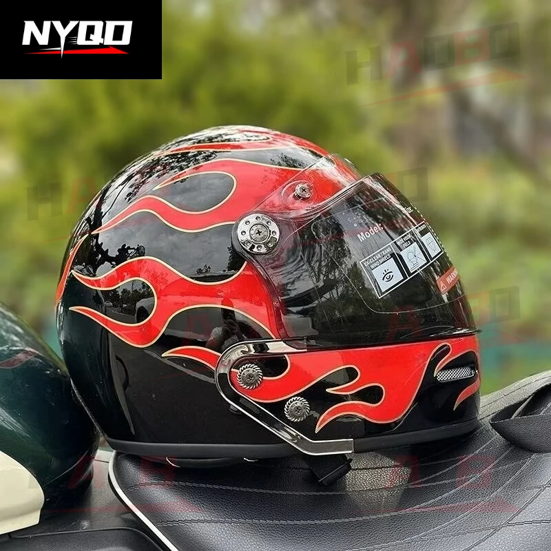 Men Women Motorcycle Retro Helmet Multifunctional Combination Full Helmet Half Helmet Coffee Shop Cruise Casco Moto