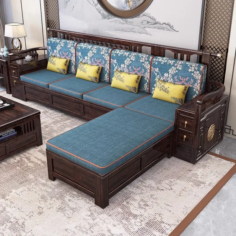 

solid wood sofa combination winter and summer dual-purpose large-sized household carved
