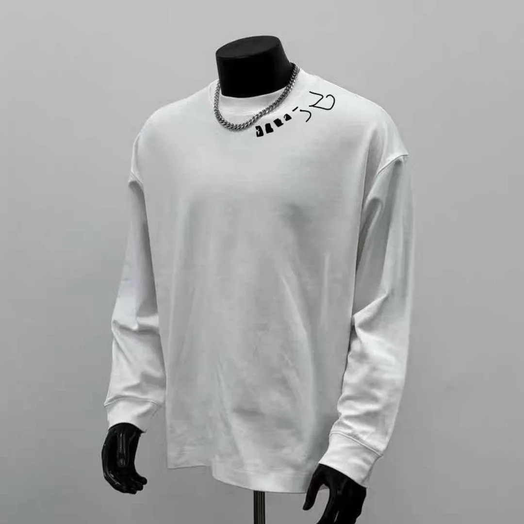 ZAZOMDE Soft Heavyweight Cotton Long Sleeve T Shirt Men Relaxed Fit Minimalist Print Casual Daily Wear For Home Office Style