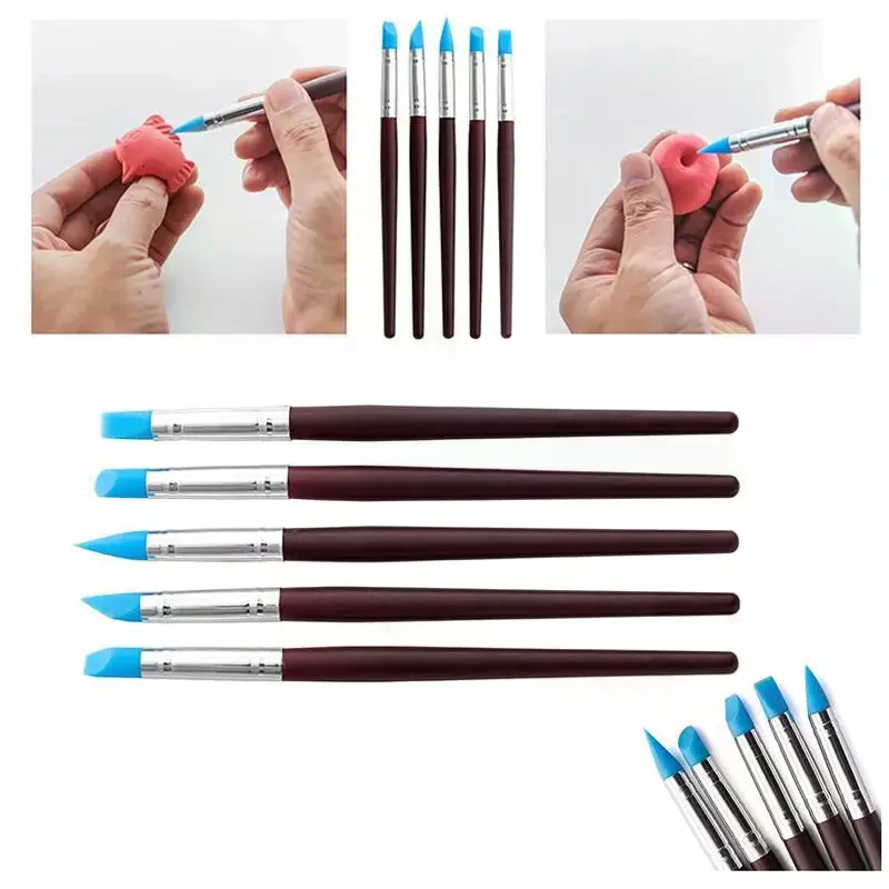 5/10Pcs Silicone Clay Sculpting Tool For Brush Modeling Dotting Nail Art Pottery Clay Tools DIY Carving Sculpting Tools