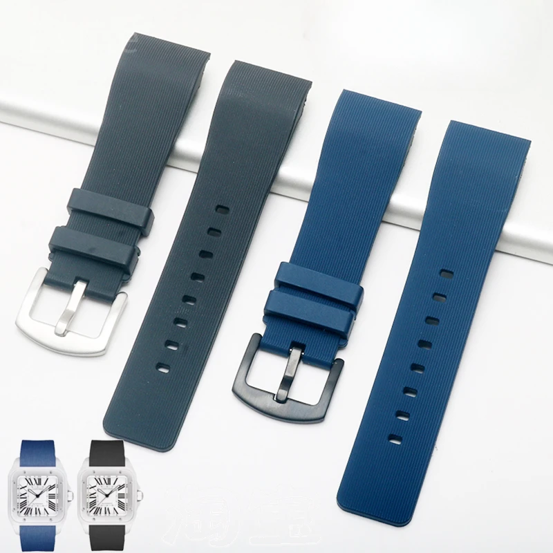 

Для Cartier Santos Sandoz 100 резиновый ремешок водонепроницаемый дышащий силиконовый ремешок для часов для мужчин и женщин 20 23 мм тонкая текстура