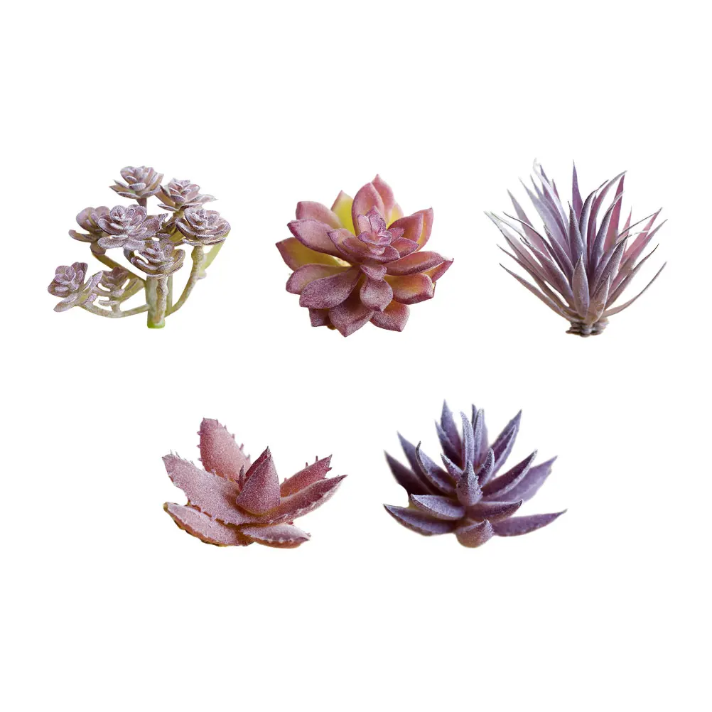 

5 Pcs Simulated Succulent Flower Head Artificial Flocking Plants Outdoor DIY Simulation Creative