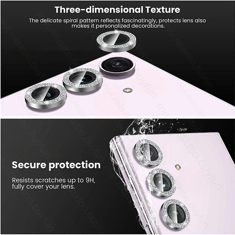 Protecteurs d'appareil photo à anneaux scintillants pour Samsung Galaxy, accessoires en verre, lentille arrière, étui en diamant Matel, Galaxy A55, A35, A15, 5G, Guatemala