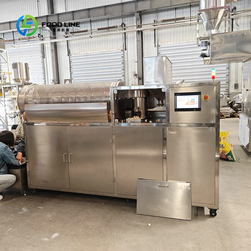 Customized High Capacity Caramel Popcorn Machine, Industrial Hot Air Production Line for Mass Snack Processing