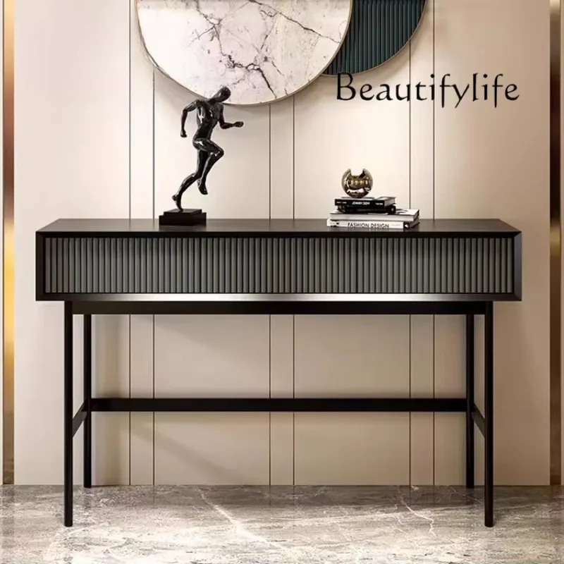 Y Italian Minimalist Entrance Table, Ultra-narrow End View Table Against The Wall, Light Luxury Strip Case, High Foot, Simple
