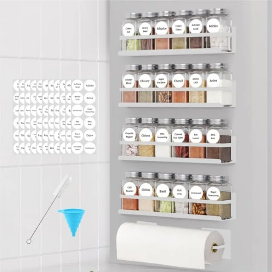 

Магнитная полка для специй на холодильник с этикетками, магнитные полки для хранения специй в холодильнике