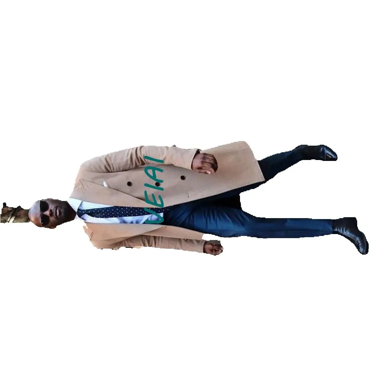 

CustomizedKhaki Men Jacket Suits 1 Piece Double Breasted Peaked Lapel Formal Business Coat Custom Clothing Trajes Elegante Para