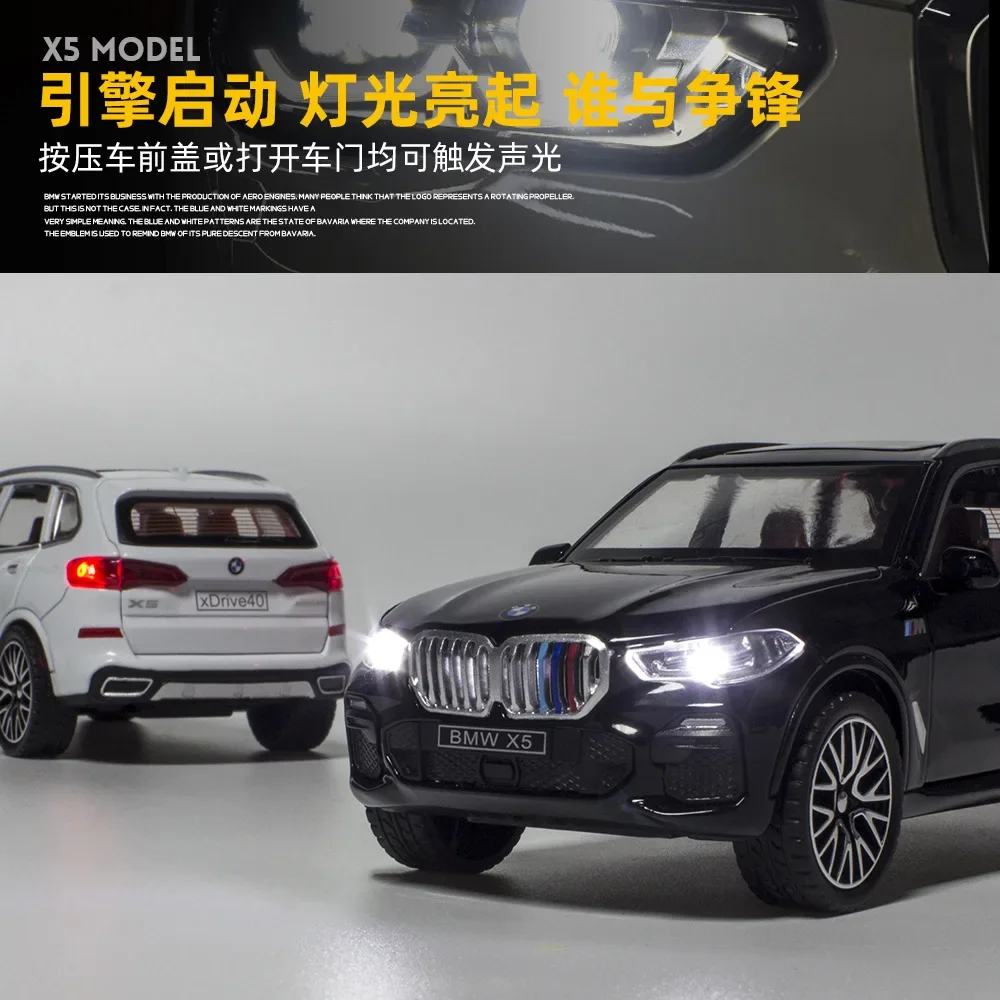 1:32 BMW X5 SUV Alloy Car Model Diecasts Metal Toy Vehicles Car Model High Simulation Collection Sound Light Childrens Toy Gift