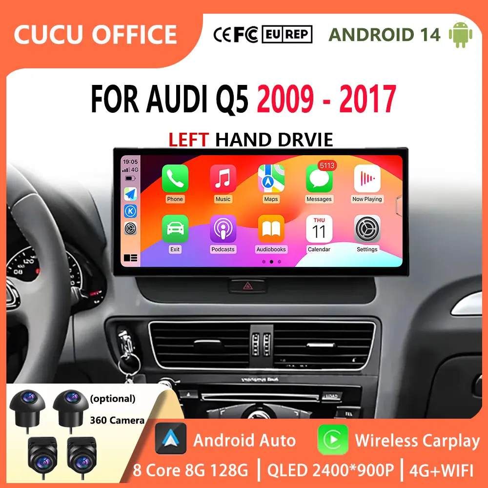 

Car Radio Video Multimedia Player for Audi Q5 2009 - 2017 GPS Navigation 2.5D Screen Android 14 WiFi DSP Stereo Auto Accessories