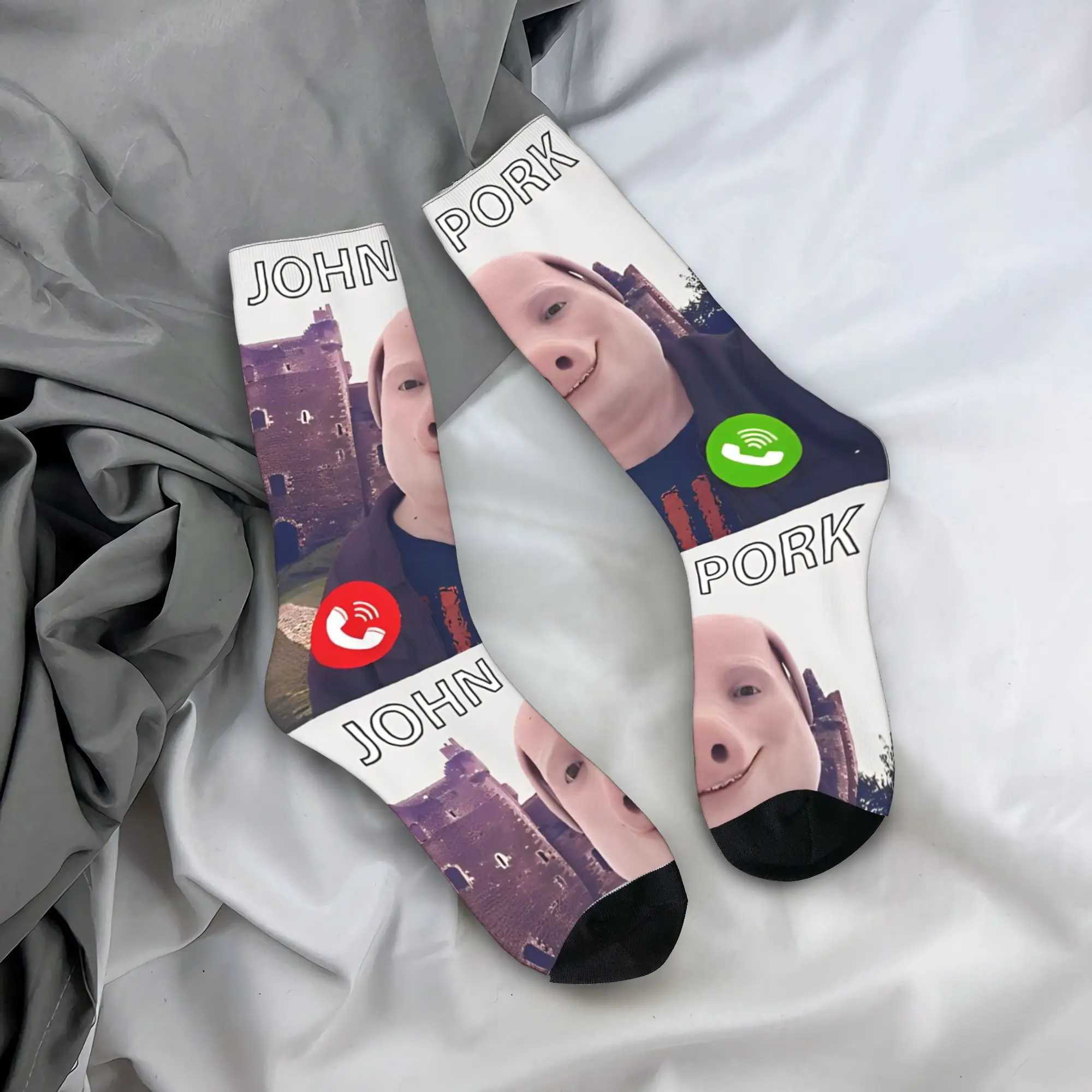 Calcetines de moda para hombre Harajuku John Pork Is Calling calcetín poliéster deporte medias de mujer Primavera Verano Otoño Invierno,