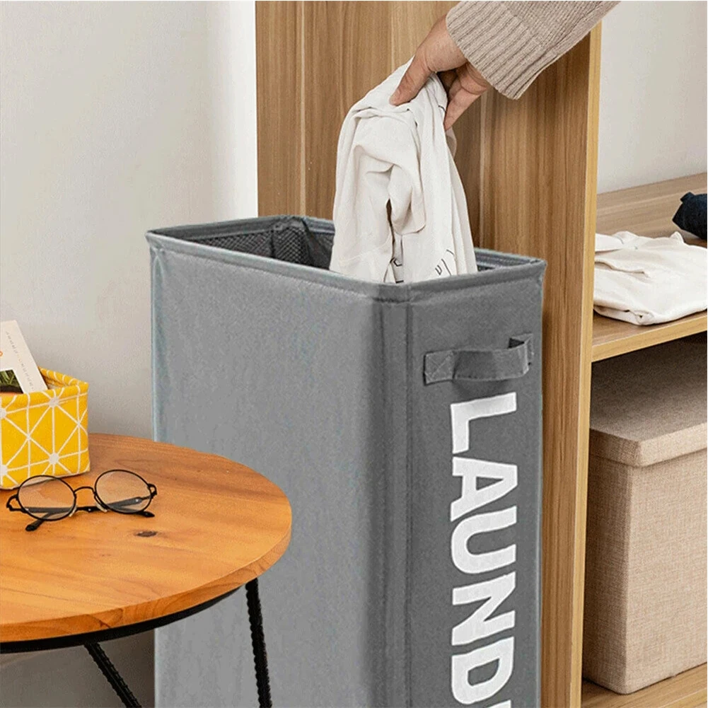 Dirty Clothes Basket Foldable Mesh Frame Single Compartment Fabric Laundry Basket Home Assortment Box with Wheel Laundry Basket