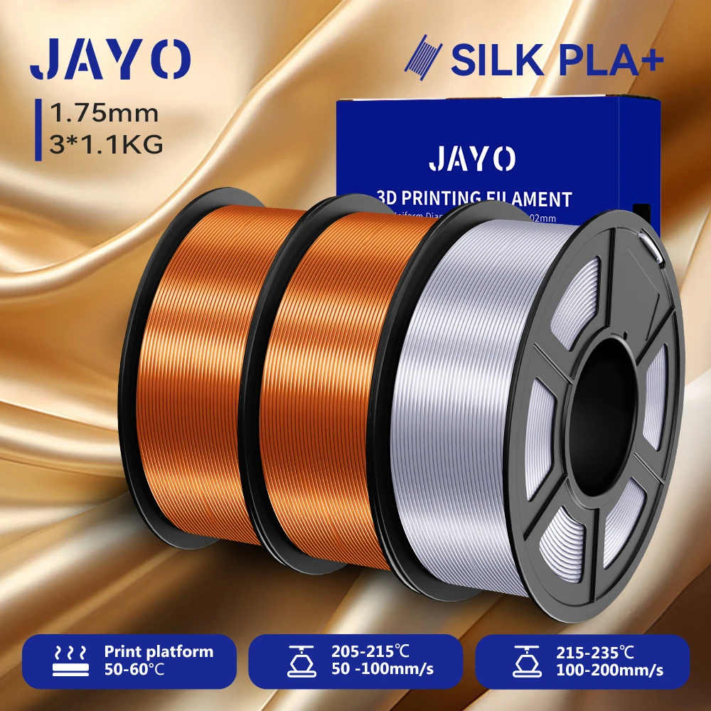JAYO 3,3KG SILK PLA + Filament 1,75mm SILK PLA Plus Filament Glatte, seidig glänzende Oberfläche 3D-Filament geeignet für FDM-Drucker