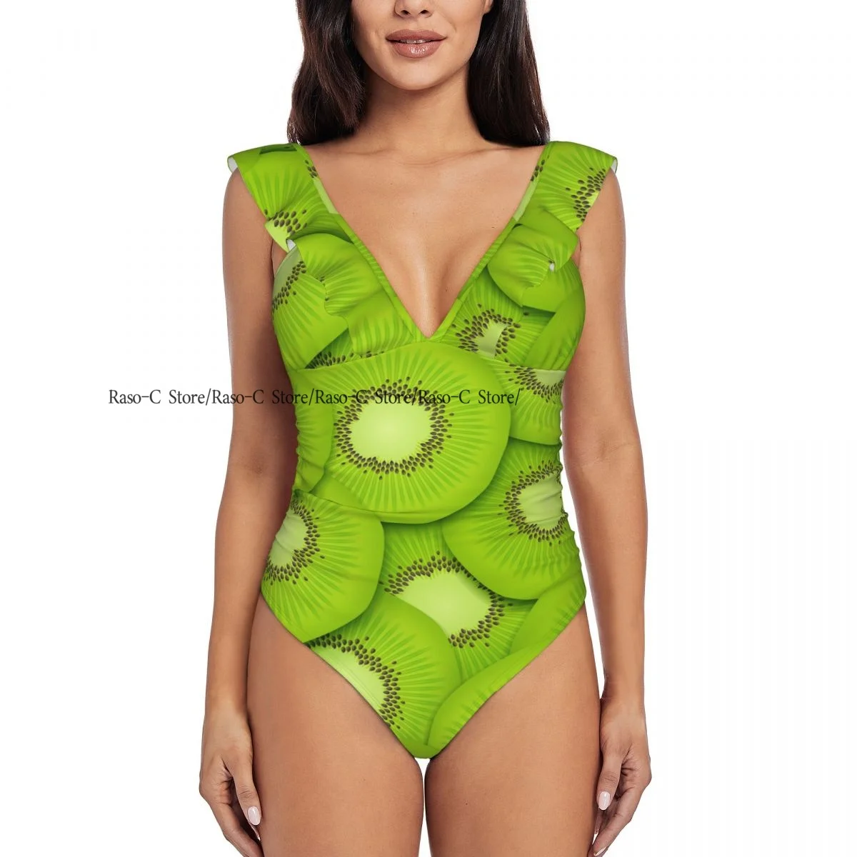 Ruffle 2023 Women Sexy One Pieces Swimsuit Swimwear Female Kiwi Slices With Fruit Pieces Monokini Bathing Suit Beachwear