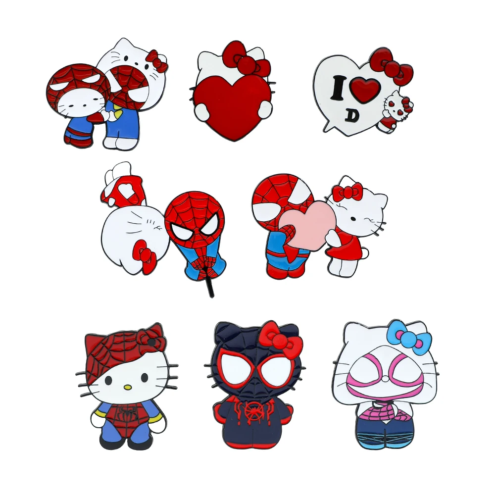 

8 шт. модная мультяшная брошь, креативная эмалированная булавка «Hello Kitty», металлический значок, ювелирные изделия, рюкзак, аксессуары для одежды, праздничный подарок