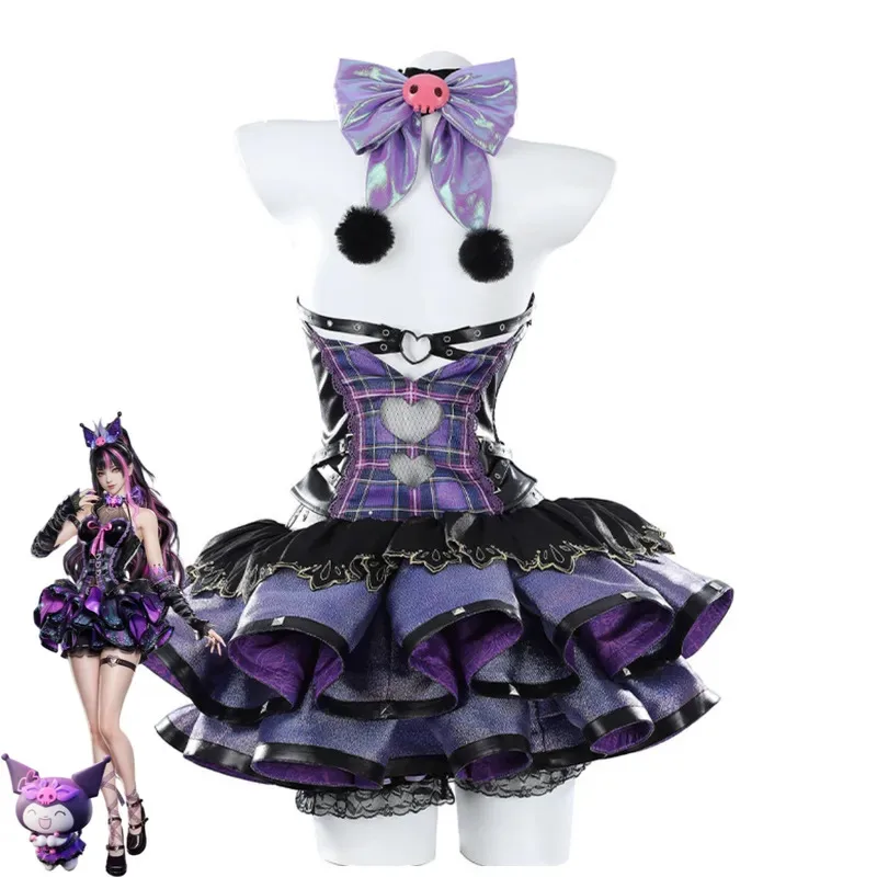 CyGame Naraka: Bladepoint Tessa Cosplay Costume Sleeveless Black Purple Lolita Skirt Shorts Wig Woman Sexy Birthday Party Suit