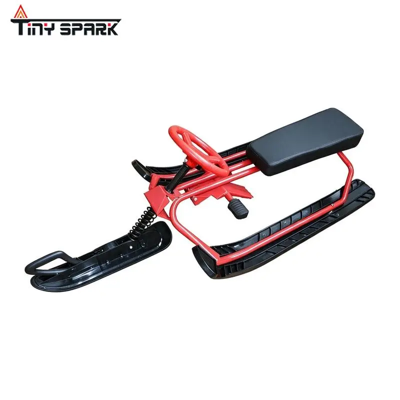 Steering Wheel Snow Scooter Non-motorized Sled Telescopic Tow Rope Adjustable
