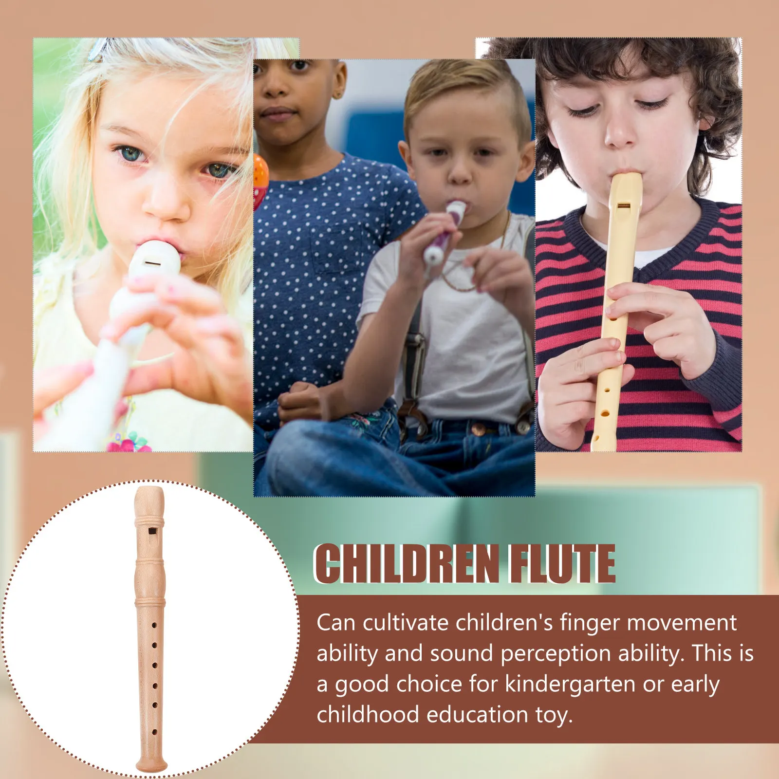 Educational Soprano Recorder Flute Beginner Clarinet Premium Wood Wind Instrument for Music Sense Motor Skill