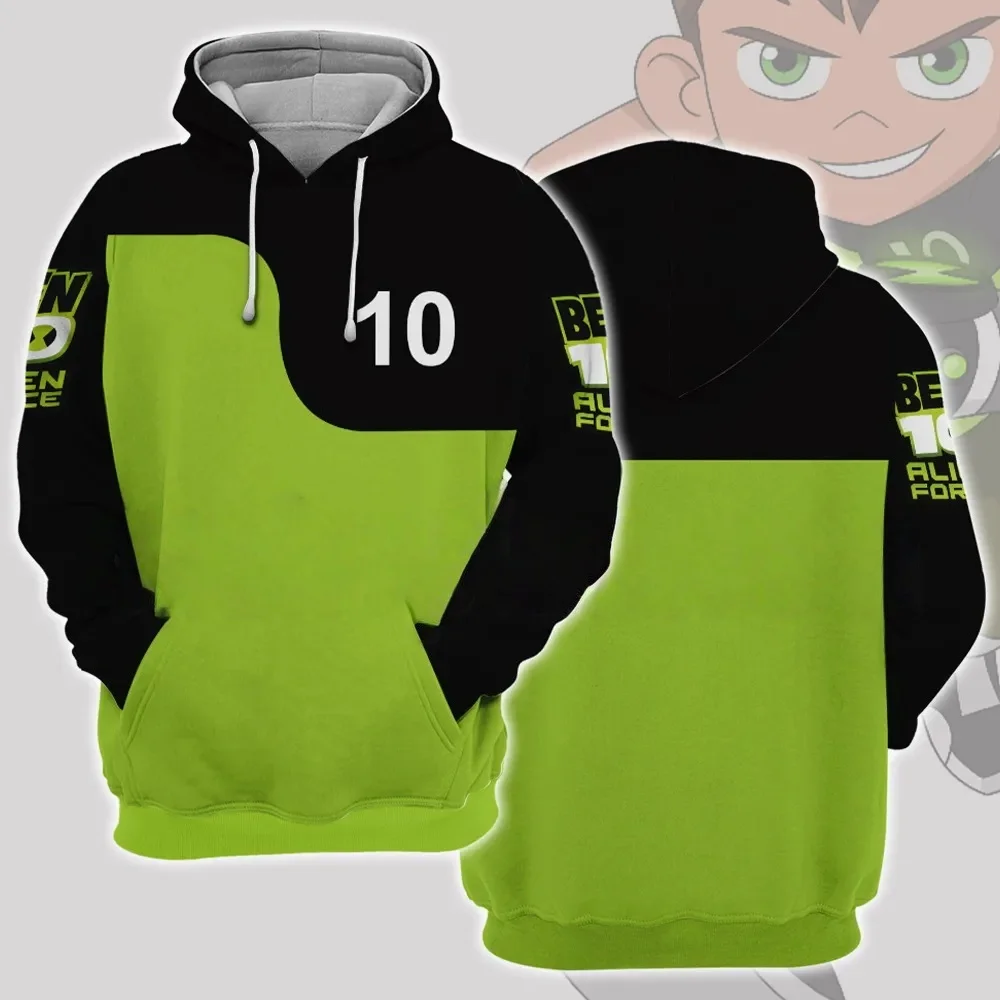 أنيمي Omnitrix Ben10 تأثيري هوديي النساء الرجال Harajuku البلوز بنين بنات Y2K الشارع الشهير الهيب هوب البلوز مقنعين سترة