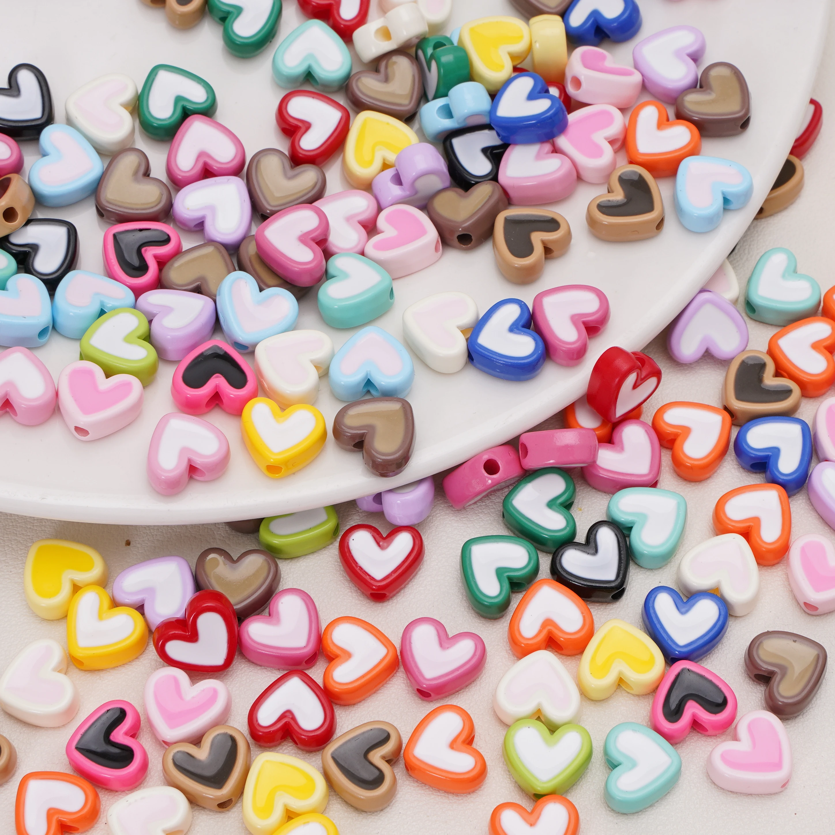 5/20pcs 8mm Acrylic Candy Color Love Heart Shape Loose Beads For Jewelry Making DIY Necklace Bracelet Pendant Handmade Material