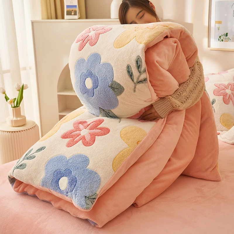 Milk Velvet Duvet Cover Autumn and Winter Milk Fleece Quilt Cover Add Fleece To Thicken for Warmth Soft Skin Friendly Bedding