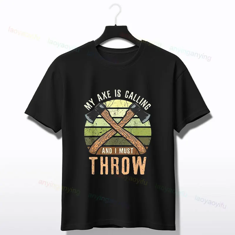 Werfen Sie eine Axt, lustige Äxte, werfen Sie grafisches T-Shirt, kurzärmeliges, trendiges T-Shirt aus 100 % Baumwolle, Ausrüstung für Sportbegeisterte