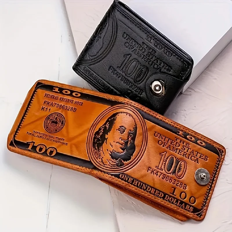 1 x modische Geldbörse mit Dollar-Aufdruck, tragbar, mit mehreren Kartenfächern, einfache Alltagstasche für Damen und Herren