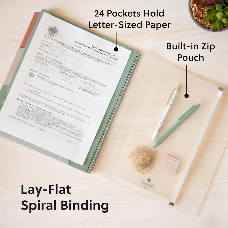 مكتب منظم المشروع يطير 24 جيوب غطاء شفاف مع علامات تبويب مشرقة متنوعة مقاومة للتمزق منظم ملفات بولي Document Org