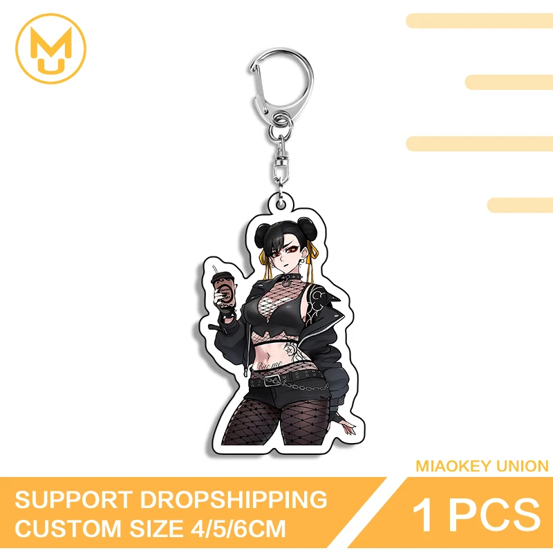 Chunli Key Chain Goth Girl High Quality Waterproof Double Sided Accessories Y2K Gifts Portrait For Friends Fashion Key Ring