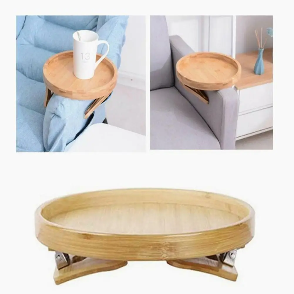 

Natural Bamboo Sofa Tray Space Saving Sofa Armrest Clip-on Tray Practical Tv Snack Tray For Remote Control/coffee/snacks/phone