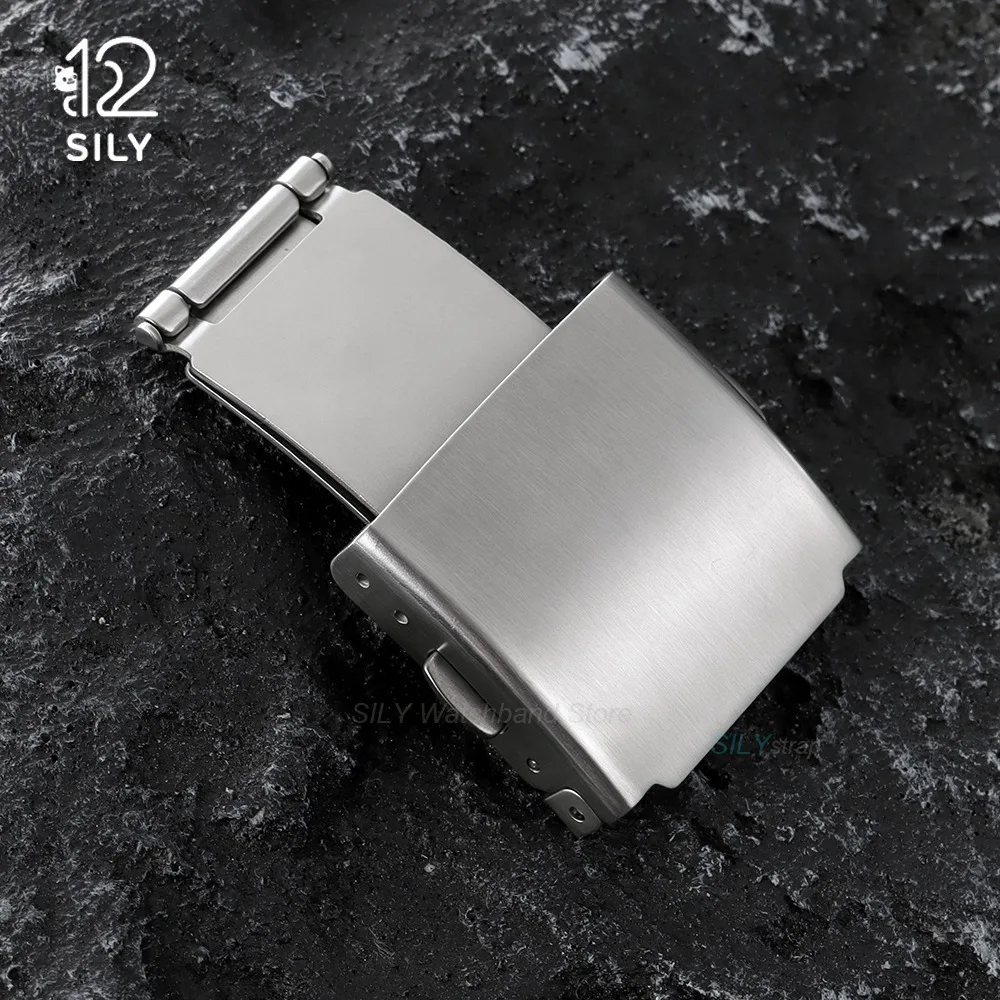 16mm 18mm 20mm 22mm 24mm Stainless Steel Deployment Folding Clasp Double Push Watch Buckle for Watch Strap Band Buckle Accessory