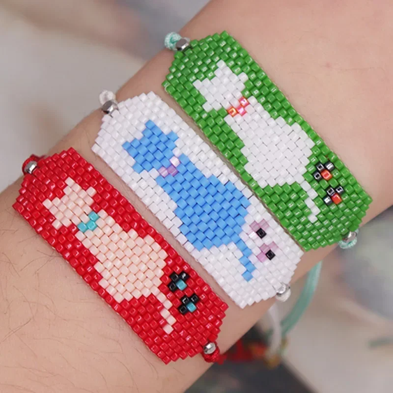 Rice bead bracelet Cute kitten Hand knitting Originality Design Bohemia Adjustable Fashion Simple Female Beaded bracelet