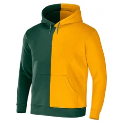 The New Spring Fall Long Sleeve Unisex Loose Hooded Sweatshirts Green Bay Packers Same Color Pullover Hoodies Mens Clothing Tops