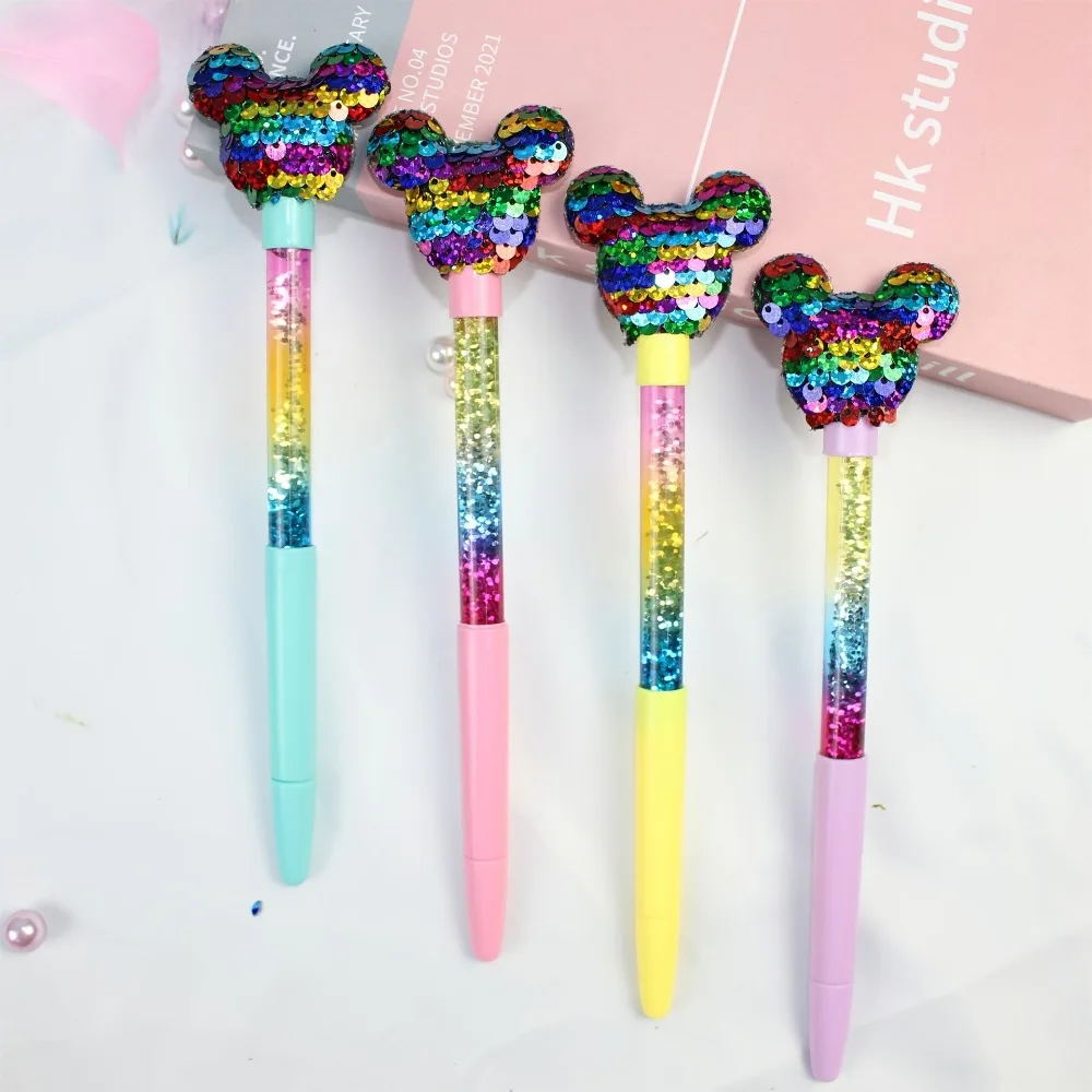 4pcs Disney Cute Mickey Ballpoint Pen, Push To Press 0.5mm Black Pen, Cartoon Student Stationery Gifts, Office Supplies