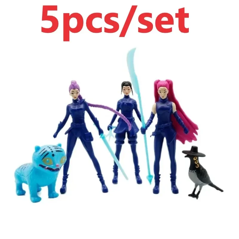 مجموعة شخصيات Kpop Demon Hunters PVC مكونة من 5 قطع، ألعاب نموذجية كرتونية لديكور مكتب الألعاب ومجموعة الرسوم المتحركة