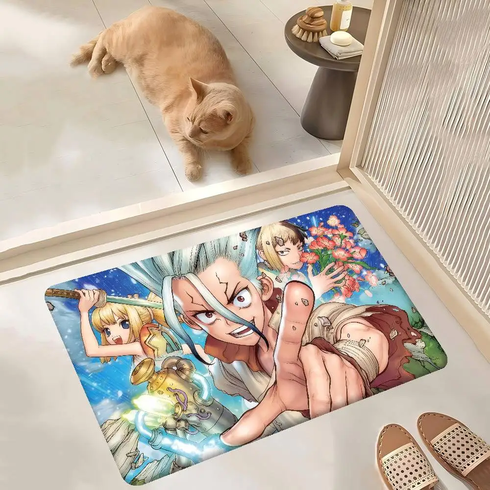 D-Dr. Stone Badezimmermatte, rutschfest, absorbiert Wasser, langes Streifenkissen, Schlafzimmermatte, Willkommens-Fußmatte