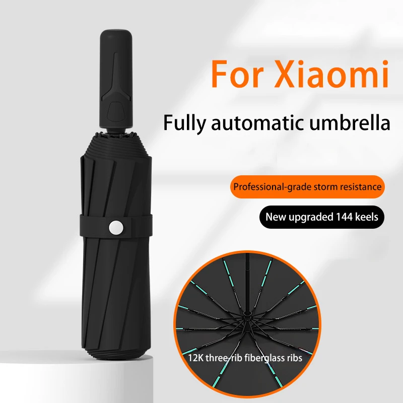 New 144 Bone Folding Umbrella Fully Automatic Double Bone SPF 50 UV Protection Rain Resistance Strong Wind Resitance Umbrella