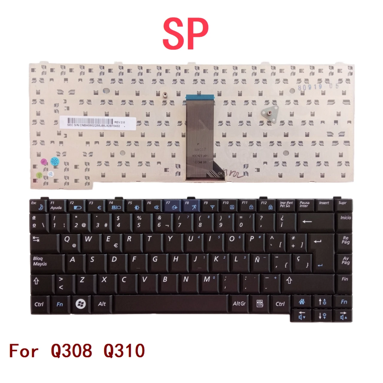 

New Spanish Laptop Keyboard For Samsung Q308 Q310 Notebook PC Replacement