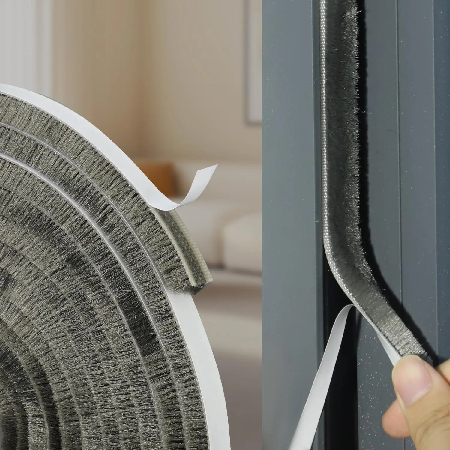 

10Meters Self Adhesive Brush Strip Door Window Sealing Sound Insulation Weather Seal Film Home Door Window Insulation Strip