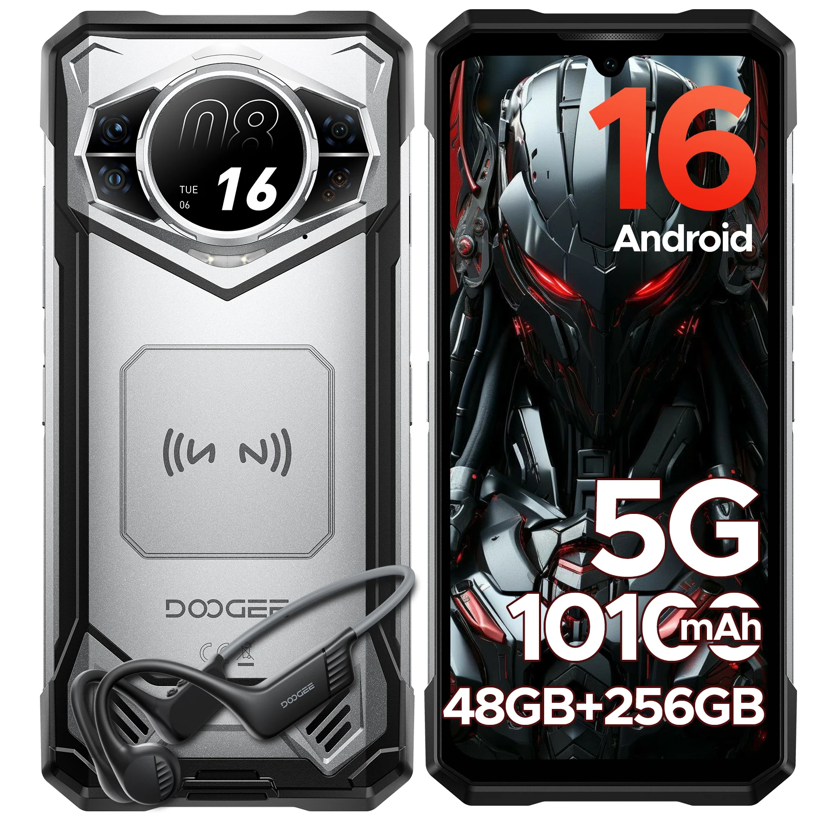 DOOGEE S200E Robuuste Telefoon AI Assistent 48GB+256GB 6.72" 120Hz Scherm Dimensity 7050 100MP Camera 10100mAh NFC WiFi6 Android 16 Smartphone