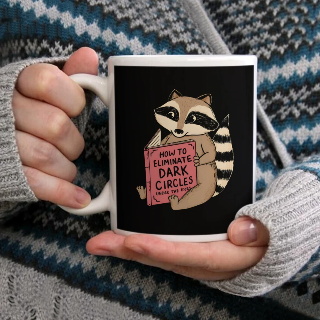 

Raccoon dark ciclesCoffee Mug Tea Cup 11oz Coffee Cup Funny Birthday Ceramic Mug Personalized Cup