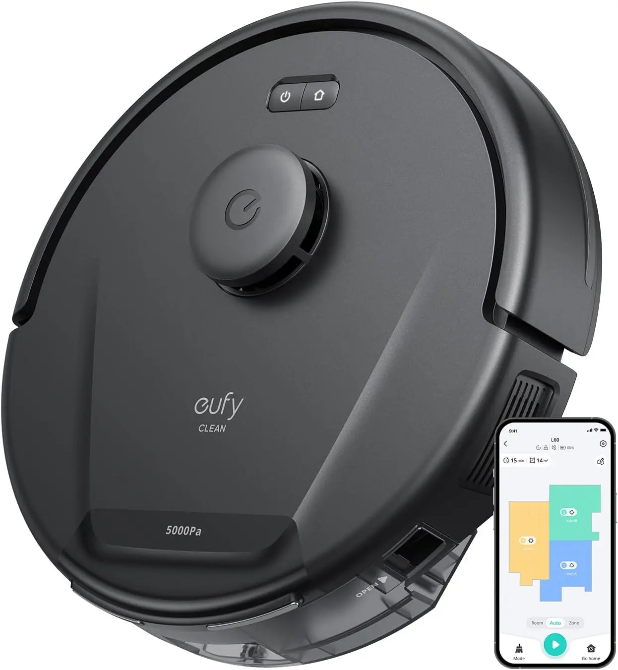

New Upgraded L60 Robot Vacuum, Ultra Strong 5,000 Pa Suction, iPath Laser Navigation, for Deep Floor Cleaning, Ideal for Hair