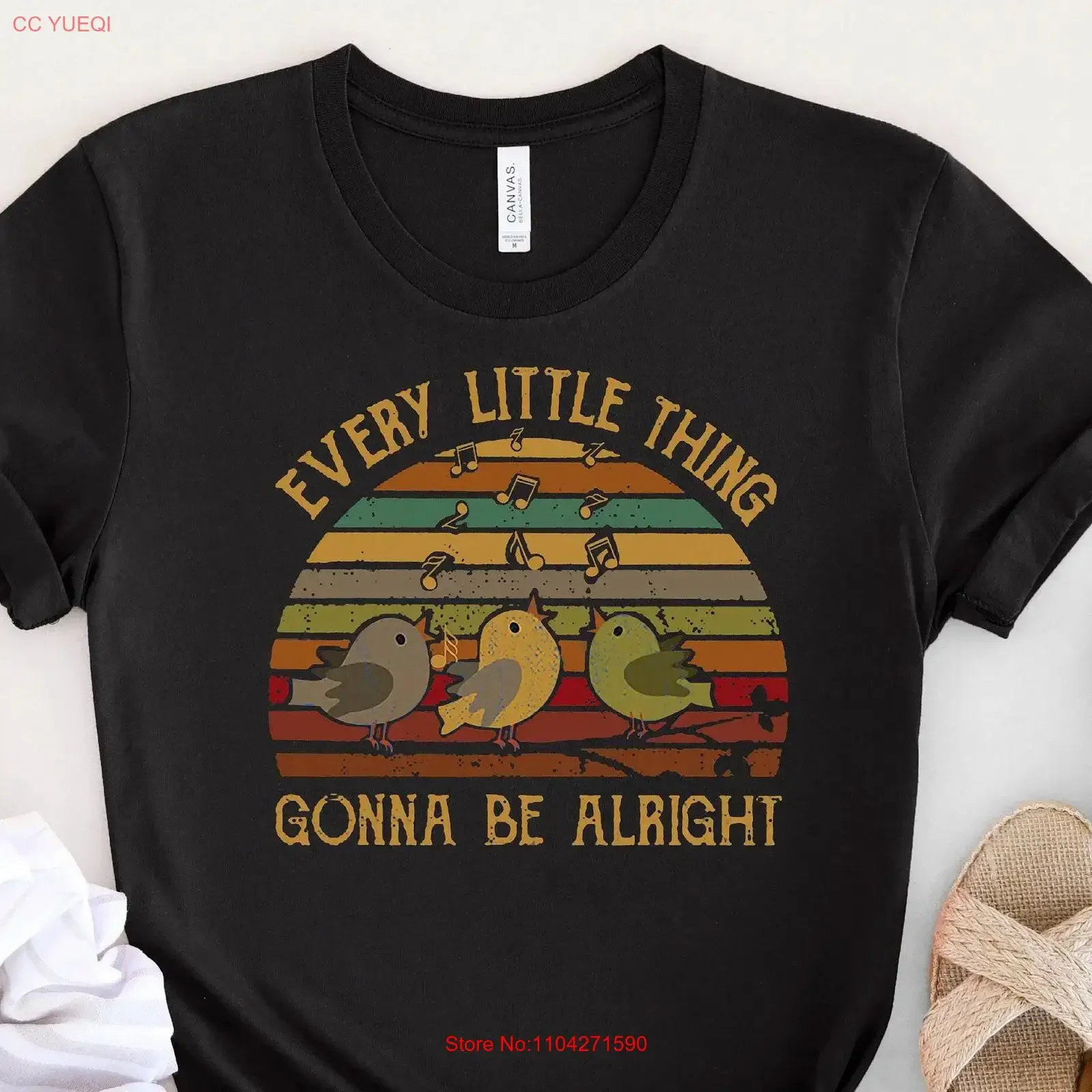 Every Little Thing Is Gonna Be Alright Birds Singing T Shirt Three For Bird Lover Men And Women vintage Washed graphic